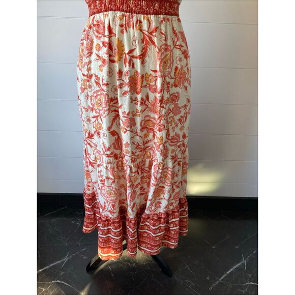 Rachel Zoe Dress Women's Size Small Orange Red Floral Maxi Linen Blend NWT - Picture 4 of 11
